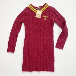 NEW Arizona State Sun Devil Cable Knit Womens Sweater Dress Size XS V-neck Wool